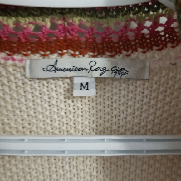 American Rag Boho knit cotton open shrug colorful - Picture 2 of 5